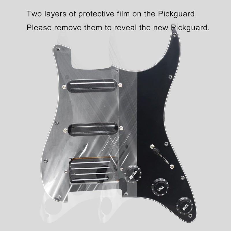 MAXCHEER SSH-Coil Splitting Electric Guitar Pickguard Two Mini Humbucker + ONE 4 Coil Pickup High Output-(9K/9K/18K) Loaded Prewired Scratchplate (Black, SSH) - Image 3